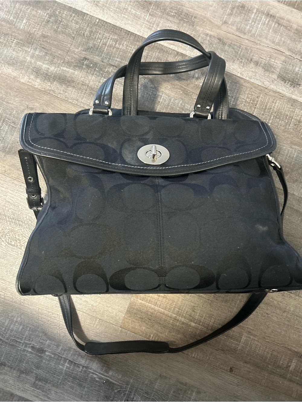 Coach Black Signature Canvas Convertible Messenger Brief - Picture 5 of 6